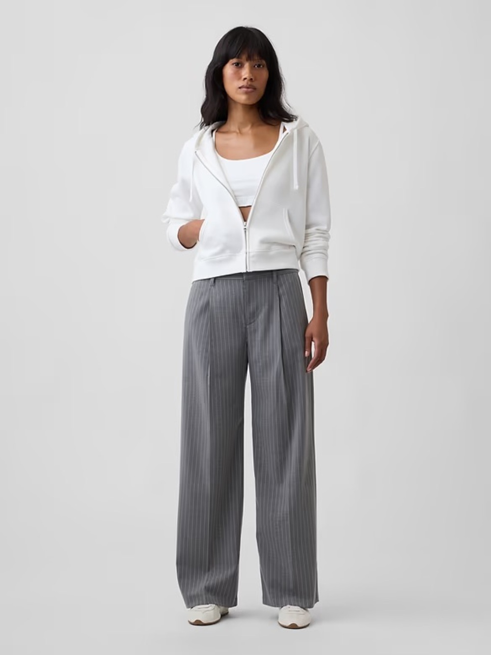 GAP Recycled Wide-Leg Trousers in Gray Heather